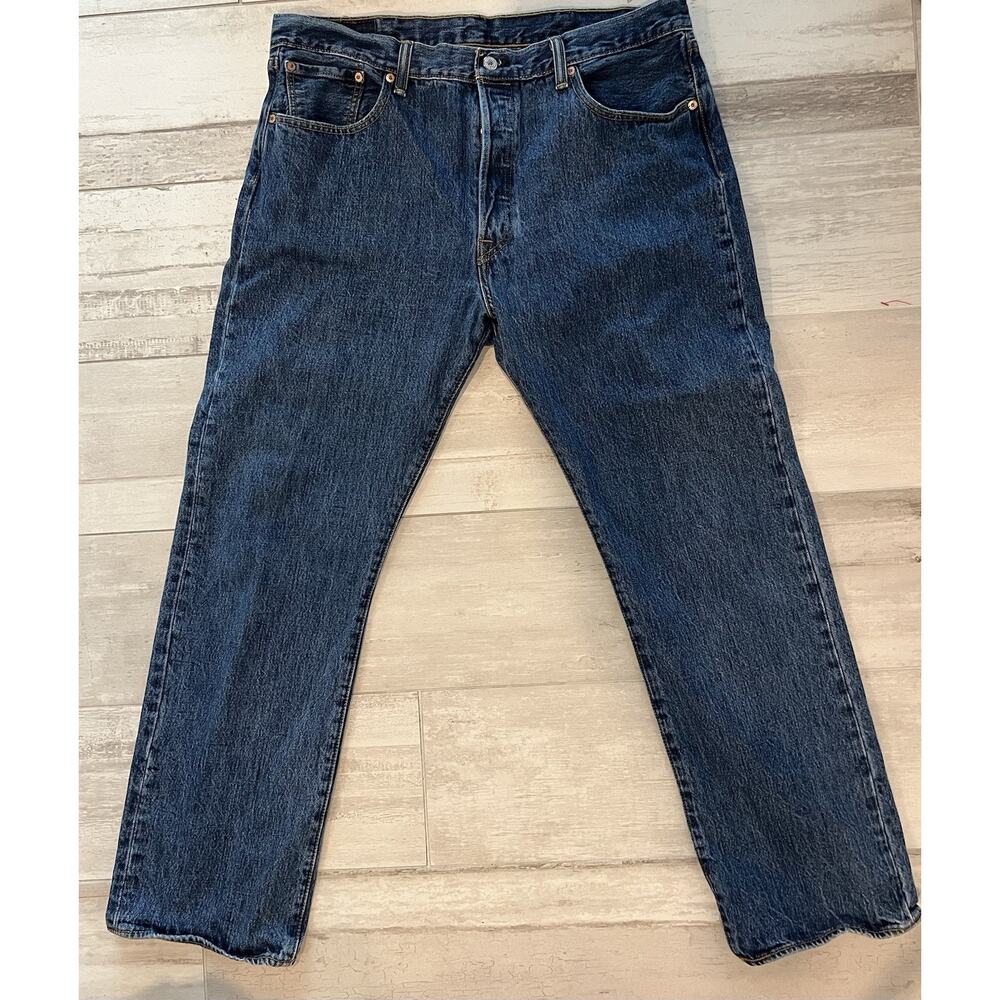 Levis 501 Jeans Mens 38x31 Blue Denim Button Fly Straight Cowboy Western Work